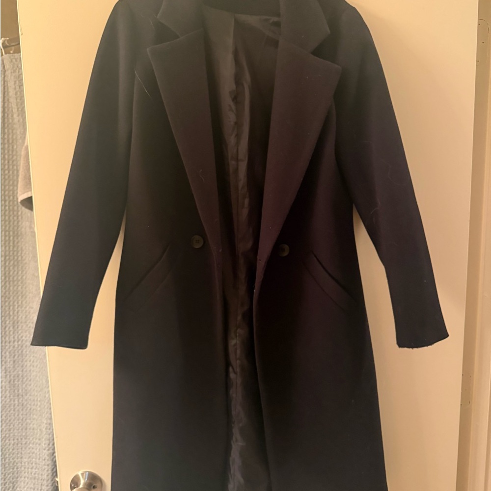 Chic Black Women's Wool Coat - Picture 2 of 4